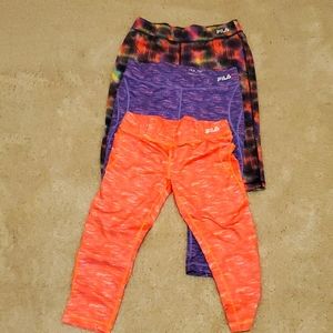 THREE pair Fila workout running capris